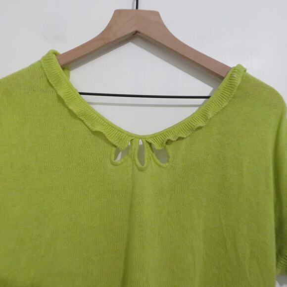 MOTH Antrhopologie Womens Sz M Green Knit Short Sleeve Top Bow Tie Back Linen - Picture 3 of 9